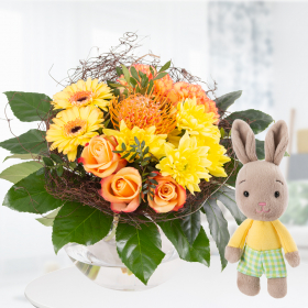 Blumenstrauß Sonnentanz + Nici Happy Bunny