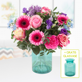 Blumenstrauß Maiblumen + gratis Glasvase Brenda petrol