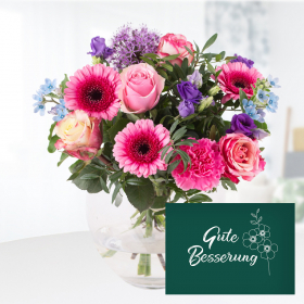 Blumenstrauß Maiblumen + "Gute Besserung" Grußkarte