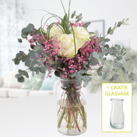 Blumenstrauß Liebesgruß + gratis Glasvase