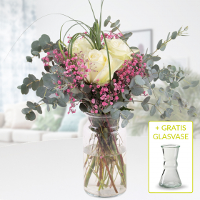 Blumenstrauß Liebesgruß + gratis Glasvase
