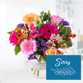 Blumenstrauß Kunterbunt + "Sorry" Karte