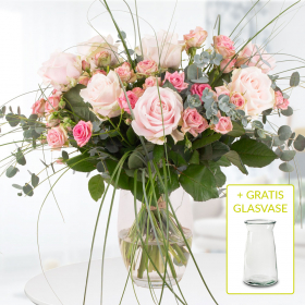 Rosenstrauß Sophia + gratis Glasvase