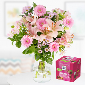 Blumenstrauß Rosa Gerbera + gratis Ritter Sport Schokowürfel