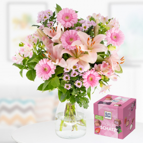 Blumenstrauß Rosa Gerbera + gratis Ritter Sport Schokowürfel