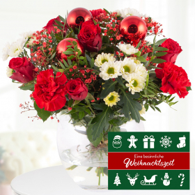 Weihnachtsstrauß Rote Weihnacht + Weihnachtskarte