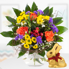 Blumenstrauß Louise + Lindt Goldhase