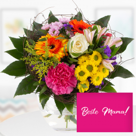 Blumenstrauß zum Muttertag + "Beste Mama" Karte