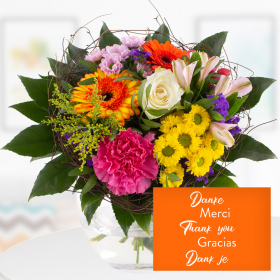 Blumenstrauß Farbenfroh + "Danke" Karte