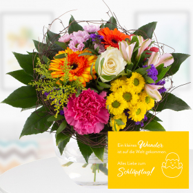 Blumenstrauß Farbenfroh + "Alles Liebe zum Schlüpftag" Karte