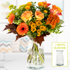 Blumenstrauß Herbstsonne + gratis Glasvase