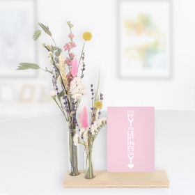 Trockenblumenbox mit Karte zum Valentinstag