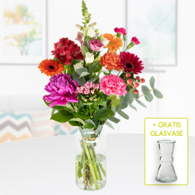 Blumenstrauß Modernes Blütenfeuerwerk + gratis Glasvase