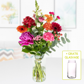 Blumenstrauß Modernes Blütenfeuerwerk + gratis Glasvase