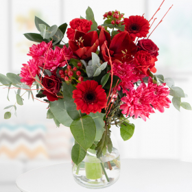 Weihnachtsstrauß Amaryllis mit Eukalyptus