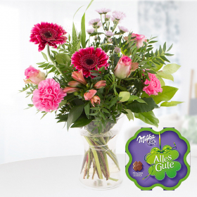 Blumenstrauß Carlotta + Milka Alles Gute
