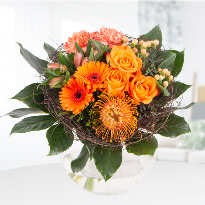 Herbstblumenstrauß Herbstfeuer - Frischer Blumenstrauß Mit Gratis Grußkarte