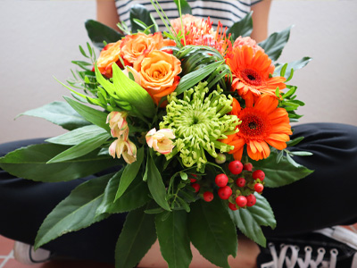 Orange Blumen im Herbst