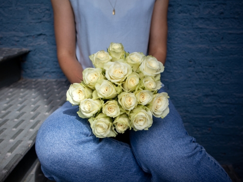 Weiße Rosen als Blumen für Männer zum Valentinstag