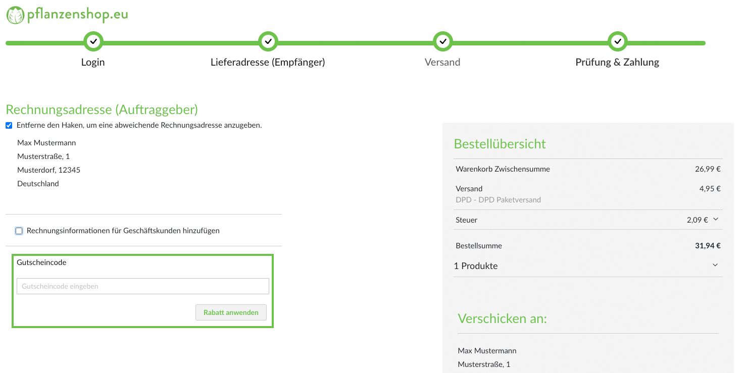 Gutschein an der Kasse anwenden